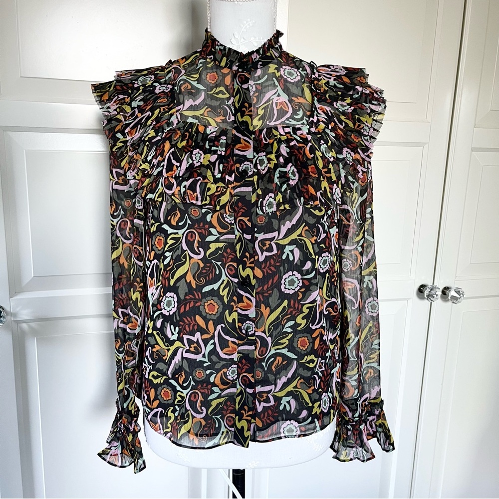 Ted Baker Multicolor Floral Sheer Blouse